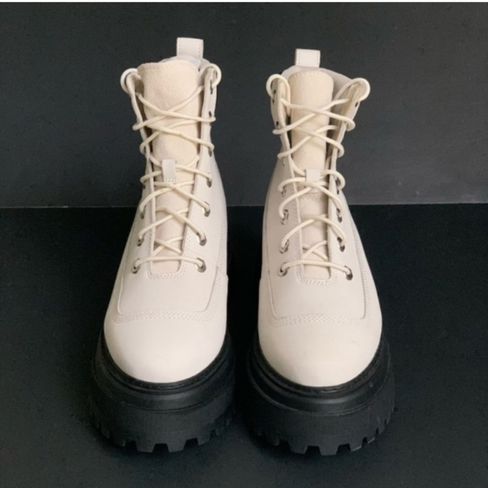 Timberland Sky Platform Chunky Boots Lace Up White 9.5 Round Toe Women - Picture 8 of 16